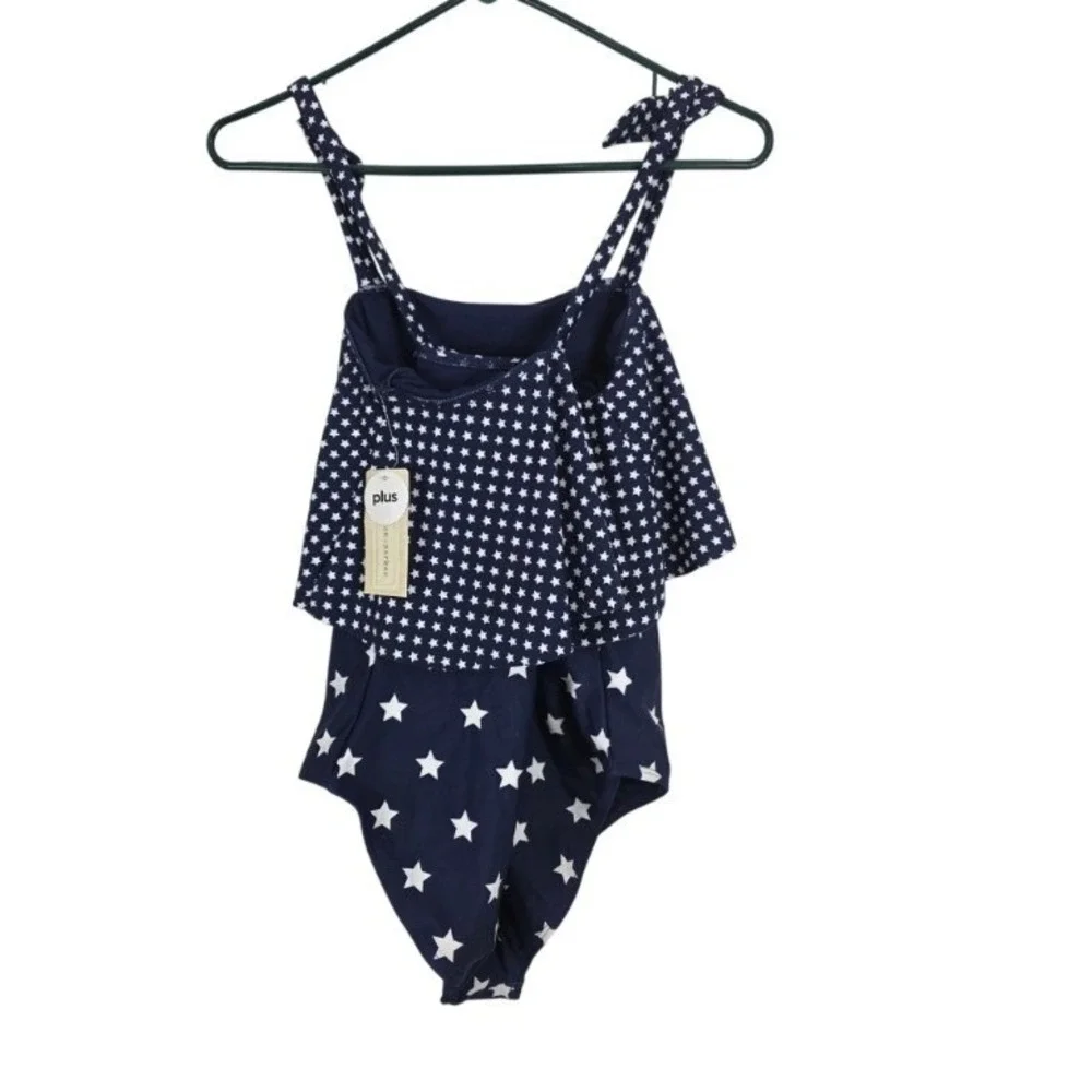Peyton & Parker One Piece Swimsuit 22.5 Plus Girls 4th‎ July Swim Stars NWT